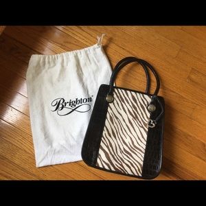 Vintage Brighton Zebra Print Leather Purse